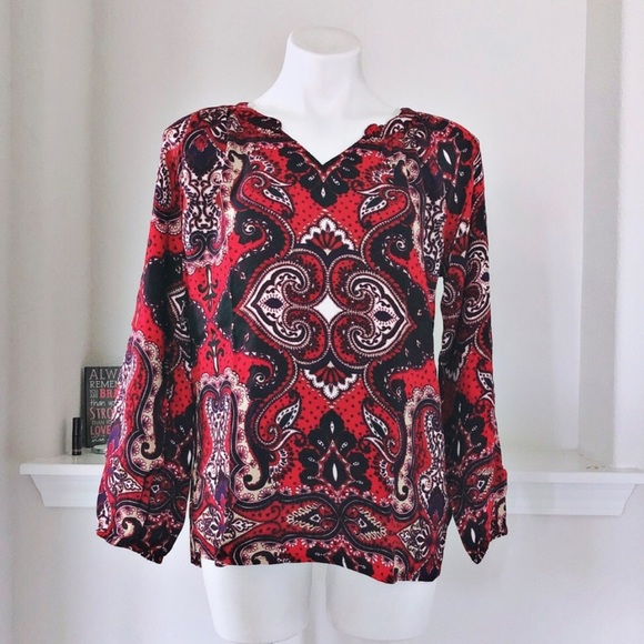 Nine West Top Medallion Peasant Paisley Reflection Jools Blouse Sz S NWT $59.50 - Picture 7 of 7